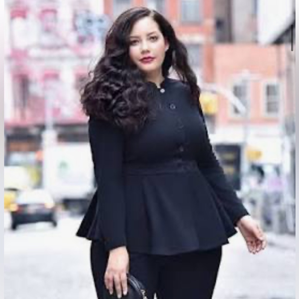 Girl With Curves Black Peplum Blazer